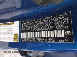 2008 Toyota Prius z VIN JTDKB20U487743779, wystawiony jako IAAI lot #42230399 z przebiegiem Nie podano mil oraz . Historia ofert i sprzedaży dostępna na DreamBid. Obrazek 9.