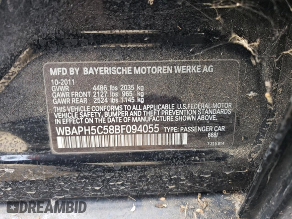 2011 BMW 3 Series 328i with VIN WBAPH5C58BF094055, listed as a Copart auction lot 87132134 with 165,620 mi miles and Clean Title. Bid and sale history available at carsss.com. Image 12.