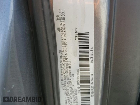 2008 Subaru Outback Limited z VIN 4S4BP62C687333090, wystawiony jako Copart lot #55895645 z przebiegiem 203 256 mil mil oraz Szkoda całkowita • Salvage title. Historia ofert i sprzedaży dostępna na DreamBid. Obrazek 13.