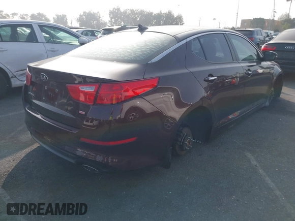 2015 Kia Optima LX with VIN 5XXGM4A74FG430790, listed as a IAAI auction lot 41224183 with 118,793 mi miles. Bid and sale history available at carsss.com. Image 4.