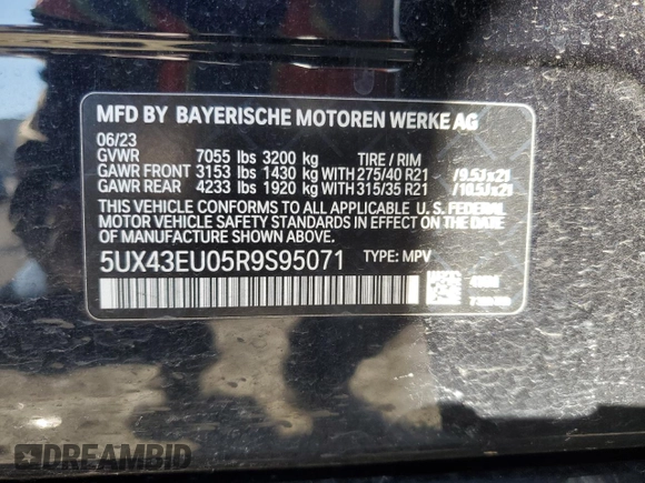 2024 BMW X5 xDrive50e with VIN 5UX43EU05R9S95071, listed as a Copart auction lot 49323305 with 24,052 mi miles and Clean Title. Bid and sale history available at carsss.com. Image 13.