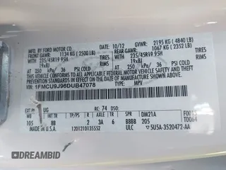 2013 Ford Escape Titanium с VIN 1FMCU9J96DUB47078, выставлен на аукционе IAAI как лот 42407240 с пробегом 47 449 миль миль и . История ставок и продаж доступна на DreamBid. Изображение 9.