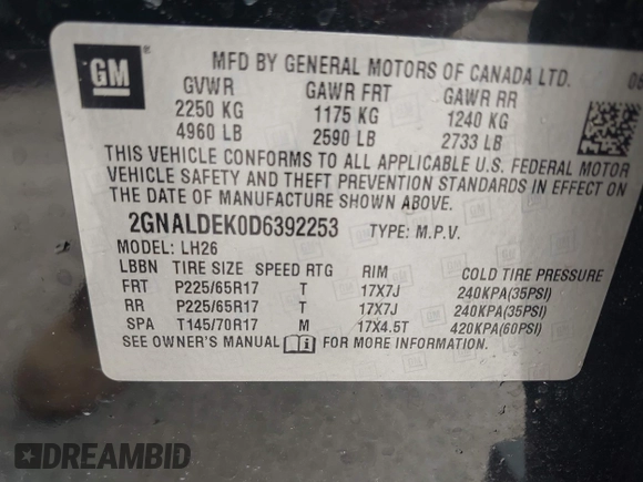 2013 Chevrolet Equinox LT z VIN 2GNALDEK0D6392253, wystawiony jako IAAI lot #41907390 z przebiegiem 99 578 mil mil oraz . Historia ofert i sprzedaży dostępna na DreamBid. Obrazek 9.