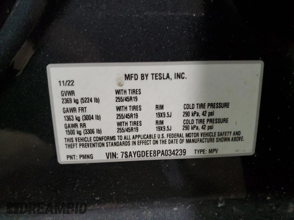 2023 Tesla Model Y Long Range with VIN 7SAYGDEE8PA034239, listed as a Copart auction lot 46429785 with 66,944 mi miles and Non Repairable. Bid and sale history available at DreamBid. Image 15.