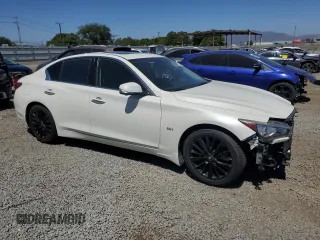 2018 Infiniti Q50 Luxe with VIN JN1EV7AP5JM354427, listed as a Copart auction lot 61447855 with 66,320 mi miles and Salvage title. Bid and sale history available at DreamBid. Image 4.
