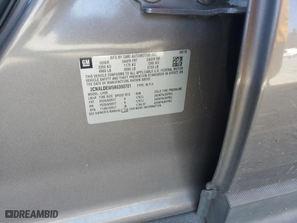 2010 Chevrolet Equinox LT w/1LT with VIN 2CNALDEW9A6390701, listed as a Copart auction lot 50202395 with 174,206 mi miles and Salvage Title. Bid and sale history available at carsss.com. Image 13.