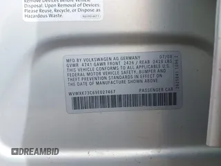 2009 Volkswagen Passat z VIN WVWXK73C69E027467, wystawiony jako IAAI lot #42277275 z przebiegiem 145 956 mil mil oraz . Historia ofert i sprzedaży dostępna na DreamBid. Obrazek 9.