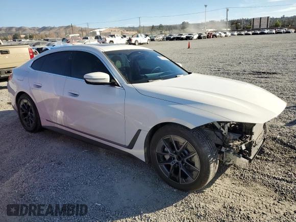 2024 BMW i4 eDrive40 with VIN WBY73AW08RFT31002, listed as a Copart auction lot 87505485 with 7,816 mi miles and Salvage Title. Bid and sale history available at carsss.com. Image 4.
