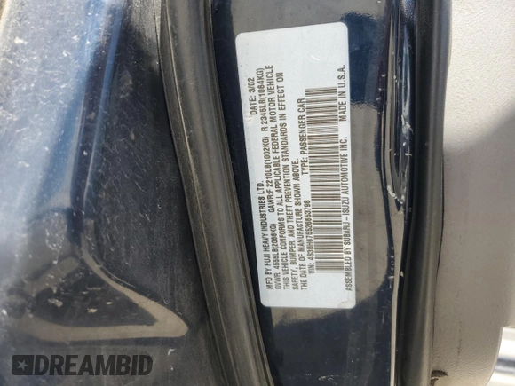 2002 Subaru Legacy Outback z VIN 4S3BH675526653798, wystawiony jako Copart lot #54212895 z przebiegiem 209 970 mil mil oraz Czysty tytuł • Clean title. Historia ofert i sprzedaży dostępna na DreamBid. Obrazek 13.