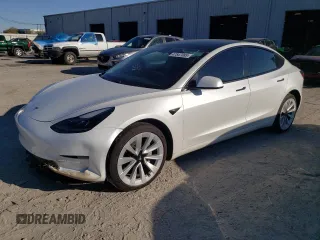 2021 Tesla Model 3 Standard Range Plus with VIN 5YJ3E1EAXMF908338, listed as a Copart auction lot 47547085 with 0 mi miles and Non Repairable. Bid and sale history available at carsss.com. Image 1.