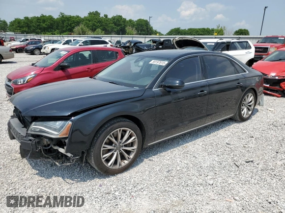 2012 Audi A8 with VIN WAURVAFDXCN026781, listed as a Copart auction lot 59197615 with 160,567 mi miles and Salvage title. Bid and sale history available at DreamBid. Image 1.