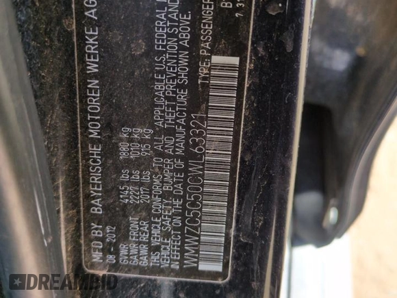 2012 MINI Countryman S with VIN WMWZC5C50CWL63321, listed as a Copart auction lot 52427065 with 126,898 mi miles and Salvage Title. Bid and sale history available at DreamBid. Image 12.