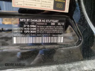 2012 Mercedes-Benz S 550 with VIN WDDNG9EB4CA472903, listed as a Copart auction lot 54872435 with 147,471 mi miles and Salvage Title. Bid and sale history available at DreamBid. Image 12.