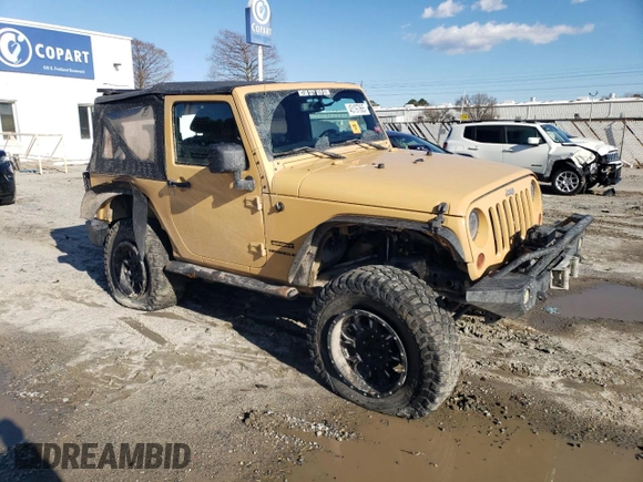 2013 Jeep Wrangler Sport with VIN 1C4AJWAG5DL638636, listed as a Copart auction lot 45197865 with 127,587 mi miles and Salvage title. Bid and sale history available at DreamBid. Image 4.