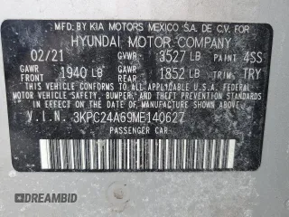 2021 Hyundai Accent SE with VIN 3KPC24A69ME140627, listed as a Copart auction lot 50552115 with 33,802 mi miles and Salvage Title. Bid and sale history available at carsss.com. Image 15.