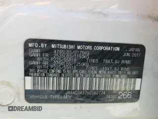 2017 Mitsubishi Outlander SE with VIN JA4AD3A37HZ062774, listed as a Copart auction lot 56400785 with 85,872 mi miles and Salvage title. Bid and sale history available at DreamBid. Image 13.
