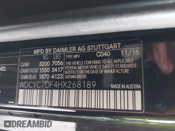 2017 Mercedes-Benz G-Class AMG G 63 with VIN WDCYC7DF4HX268189, listed as a IAAI auction lot 41467278 with 43,533 mi miles. Bid and sale history available at carsss.com. Image 9.