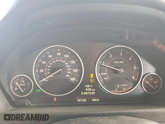 2014 BMW 3 Series 328d with VIN WBA3D3C58EK157360, listed as a Copart auction lot 60518335 with 181,162 mi miles and Salvage title. Bid and sale history available at DreamBid. Image 9.