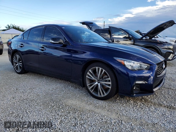 2023 Infiniti Q50 Sensory with VIN JN1EV7CP2PM512518, listed as a Copart auction lot 74486644 with 12,919 mi miles and Non repairable. Bid and sale history available at DreamBid. Image 4.