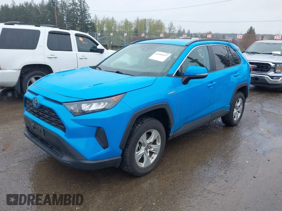 2021 Toyota RAV4 Hybrid LE with VIN 2T3MWRFV4MW117783, listed as a IAAI auction lot 41991477 with 39,675 mi miles. Bid and sale history available at carsss.com. Image 2.