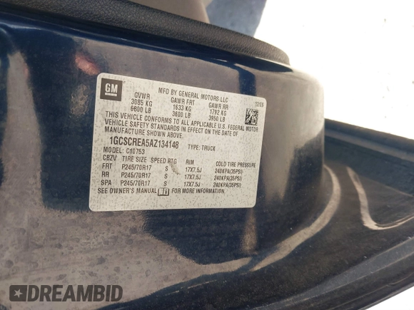 2010 Chevrolet Silverado 1500 LS with VIN 1GCSCREA5AZ134148, listed as a IAAI auction lot 41576732 with 211,421 mi miles. Bid and sale history available at carsss.com. Image 9.