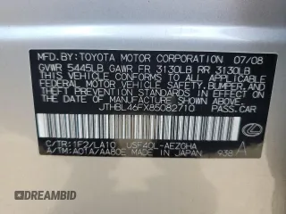 2008 Lexus LS 460 with VIN JTHBL46FX85082710, listed as a Copart auction lot 64857025 with 124,531 mi miles and Salvage title. Bid and sale history available at DreamBid. Image 12.