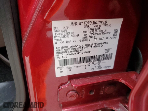 2015 Ford F-350 Platinum с VIN 1FT8W3BTXFEB43009, выставлен на аукционе Copart как лот 44359255 с пробегом 117 264 миль миль и Списание • Salvage title. История ставок и продаж доступна на DreamBid. Изображение 13.
