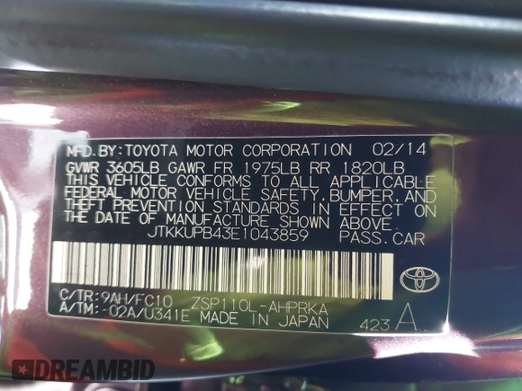 2014 Scion xD z VIN JTKKUPB43E1043859, wystawiony jako IAAI lot #41831643 z przebiegiem 102 092 mil mil oraz . Historia ofert i sprzedaży dostępna na DreamBid. Obrazek 9.