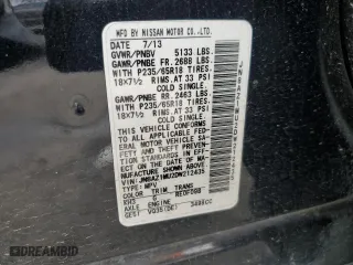 2013 Nissan Murano SV with VIN JN8AZ1MU2DW212435, listed as a Copart auction lot 85273084 with 170,020 mi miles and Salvage Title. Bid and sale history available at carsss.com. Image 13.