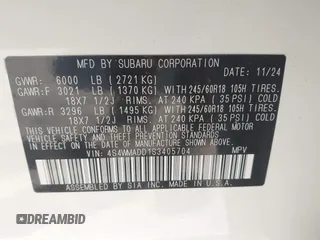 2025 Subaru Ascent Premium z VIN 4S4WMADD1S3405704, wystawiony jako IAAI lot #41772868 z przebiegiem 2 999 mil mil oraz . Historia ofert i sprzedaży dostępna na DreamBid. Obrazek 9.