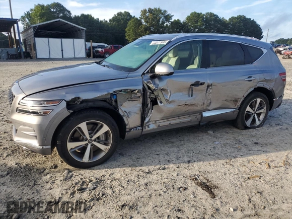 2022 Genesis GV80 Advanced Plus with VIN KMUHCESC3NU075805, listed as a Copart auction lot 64077985 with 29,544 mi miles and Salvage title. Bid and sale history available at DreamBid. Image 1.