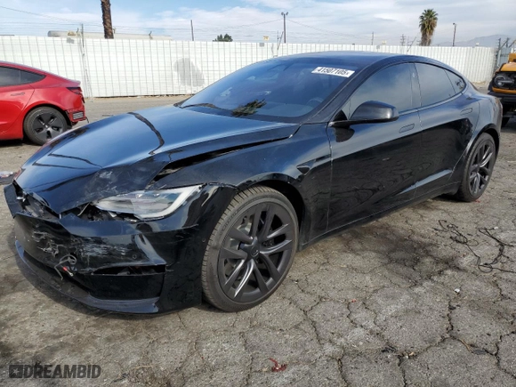 2022 Tesla Model S Plaid with VIN 5YJSA1E63NF468337, listed as a Copart auction lot 41507105 with 0 mi miles and Salvage Title. Bid and sale history available at carsss.com. Image 1.