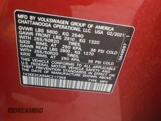 2021 Volkswagen Atlas SEL z VIN 1V2EE2CA5MC217358, wystawiony jako Copart lot #50705615 z przebiegiem 74 020 mil mil oraz Szkoda całkowita • Salvage title. Historia ofert i sprzedaży dostępna na DreamBid. Obrazek 16.