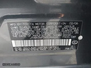 2006 Lexus LS 430 with VIN JTHBN36F065046624, listed as a IAAI auction lot 41921045 with 101,069 mi miles. Bid and sale history available at carsss.com. Image 9.