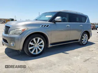2014 Infiniti QX80 z VIN JN8AZ2NE0E9061687, wystawiony jako Copart lot #58332725 z przebiegiem 213 088 mil mil oraz Czysty tytuł • Clean title. Historia ofert i sprzedaży dostępna na DreamBid. Obrazek 1.