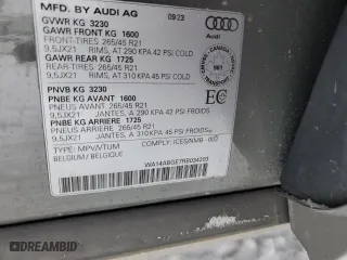 2024 Audi Q8 e-tron Premium with VIN WA14ABGE7RB034203, listed as a Copart auction lot 43511795 with 23,844 mi miles and Salvage Title. Bid and sale history available at carsss.com. Image 12.
