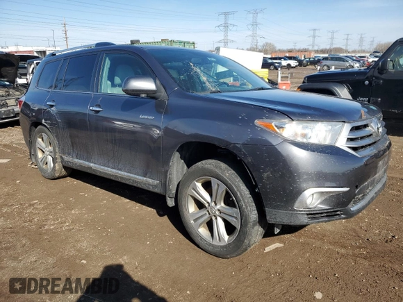 2013 Toyota Highlander Limited with VIN 5TDDK3EH5DS265771, listed as a Copart auction lot 49282335 with 214,748 mi miles and Salvage title. Bid and sale history available at DreamBid. Image 4.