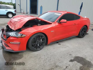 2021 Ford Mustang GT with VIN 1FA6P8CFXM5150295, listed as a Copart auction lot 60915555 with 24,685 mi miles and Salvage title. Bid and sale history available at DreamBid. Image 1.