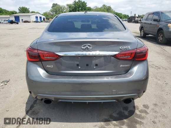 2019 Infiniti Q50 Luxe with VIN JN1EV7AR7KM591889, listed as a Copart auction lot 61304425 with 73,712 mi miles and Salvage title. Bid and sale history available at DreamBid. Image 6.