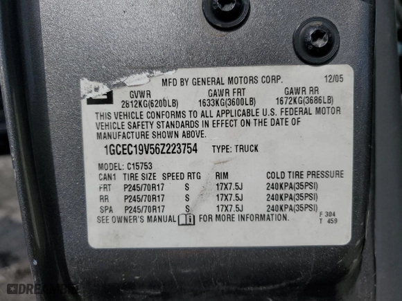2006 Chevrolet Silverado 1500 LT1 with VIN 1GCEC19V56Z223754, listed as a Copart auction lot 42814145 with 245,306 mi miles and Salvage Title. Bid and sale history available at carsss.com. Image 14.