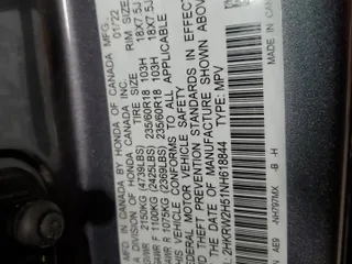 2022 Honda CR-V EX with VIN 2HKRW2H51NH618844, listed as a Copart auction lot 47454115 with 27,695 mi miles and Salvage Title. Bid and sale history available at carsss.com. Image 13.