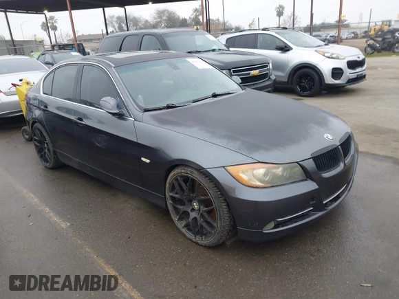 2007 BMW 3 Series 335i with VIN WBAVB73527PA87305, listed as a IAAI auction lot 41277204 with 107,699 mi miles. Bid and sale history available at carsss.com. Image 1.