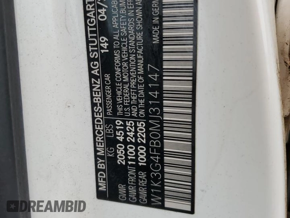 2021 Mercedes-Benz A 220 z VIN W1K3G4FB0MJ314147, wystawiony jako Copart lot #59984445 z przebiegiem 37 304 mil mil oraz Szkoda całkowita • Salvage title. Historia ofert i sprzedaży dostępna na DreamBid. Obrazek 12.