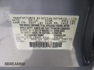 2012 Nissan Sentra 2.0 with VIN 3N1AB6AP8CL703997, listed as a IAAI auction lot 42477410 with 113,756 mi miles and . Bid and sale history available at DreamBid. Image 9.