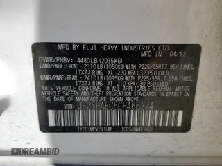 2012 Subaru Forester X Limited with VIN JF2SHAEC6CH466274, listed as a Copart auction lot 57477815 with 146,903 mi miles and Salvage title. Bid and sale history available at DreamBid. Image 13.