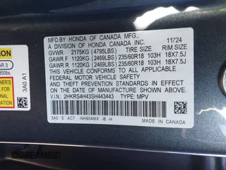 2025 Honda CR-V EX with VIN 2HKRS4H43SH443443, listed as a IAAI auction lot 41322190 with 354 mi miles and . Bid and sale history available at DreamBid. Image 9.