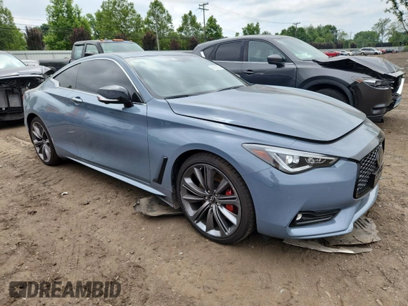 2022 Infiniti Q60 Red Sport 400 with VIN JN1FV7LL9NM680994, listed as a Copart auction lot 64282055 with 7,274 mi miles and Salvage title. Bid and sale history available at DreamBid. Image 4.