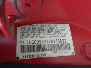 1997 Honda Accord LX with VIN 1HGCD5637VA145622, listed as a IAAI auction lot 41190021 with 326,395 mi miles and . Bid and sale history available at carsss.com. Image 9.