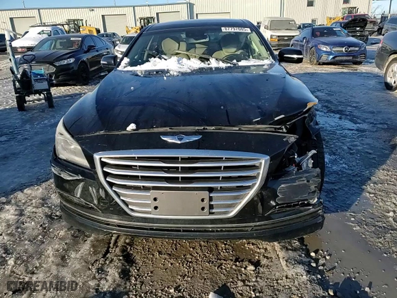 2015 Hyundai Genesis 3.8L with VIN KMHGN4JE9FU018981, listed as a Copart auction lot 87797085 with 0 mi miles and Salvage Title. Bid and sale history available at carsss.com. Image 10.