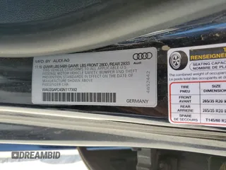 2016 Audi A7 Prestige с VIN WAU2GAFC4GN117392, выставлен на аукционе Copart как лот 57052895 с пробегом Не указан миль и Чистый • Clean title. История ставок и продаж доступна на DreamBid. Изображение 13.